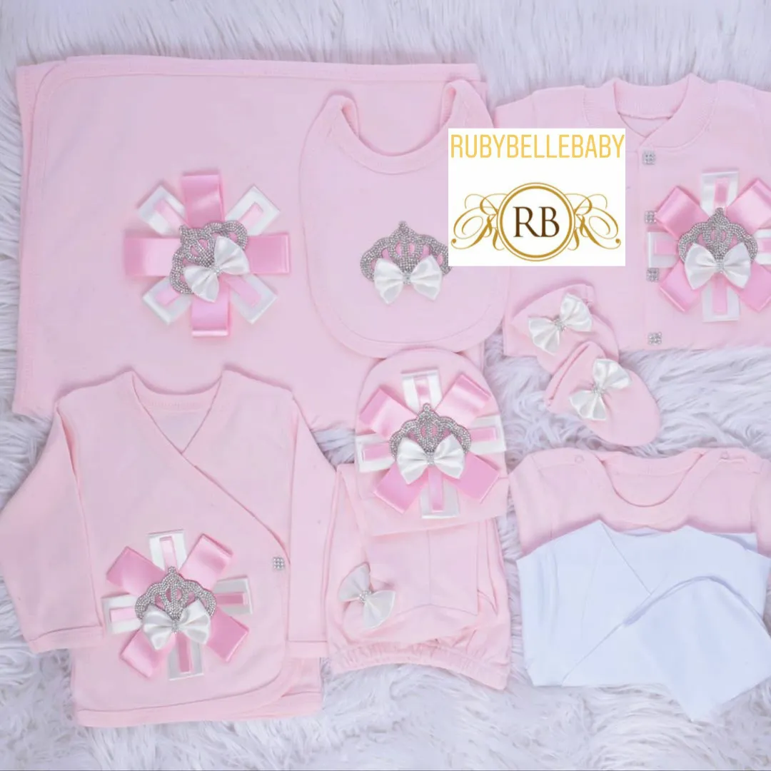 10pcs Princess Crown Set - Pink/Silver