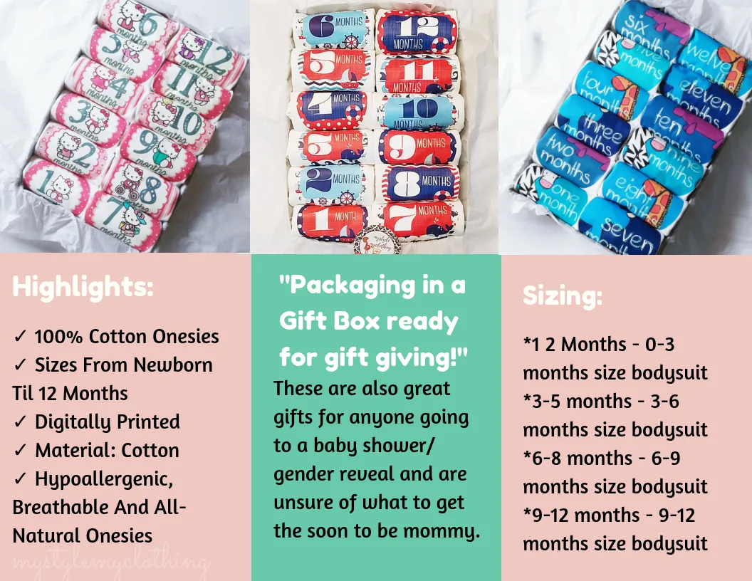 Baby Custom Monthly Onesies - Animals Pink